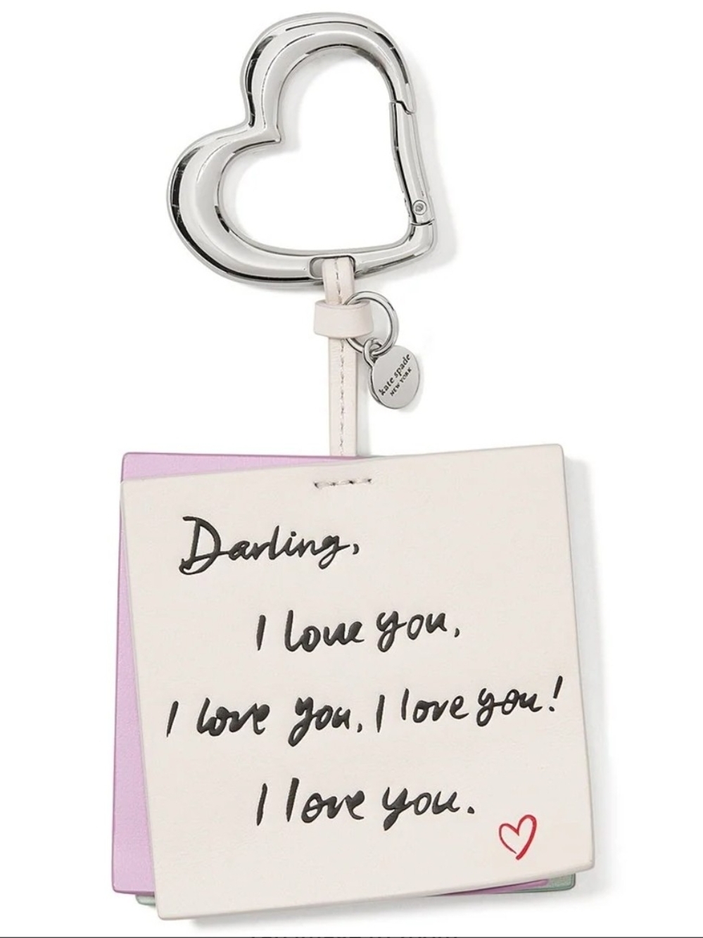 KATE SPADE NEW YORK NWT I Love You Love Notes Keychain Notebook Charm